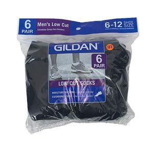 Gildan Adult Platinum Mens 6 Pack Moisture Wicking Low Cut Socks Black